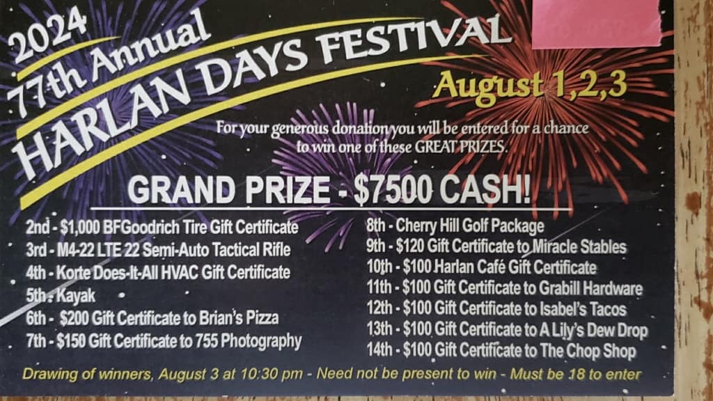 The 2024 Harlan Days Raffle