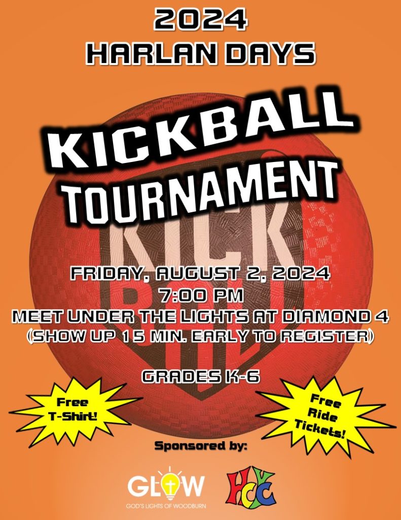 2024 Harlan Days Kickball Tournament Flyer